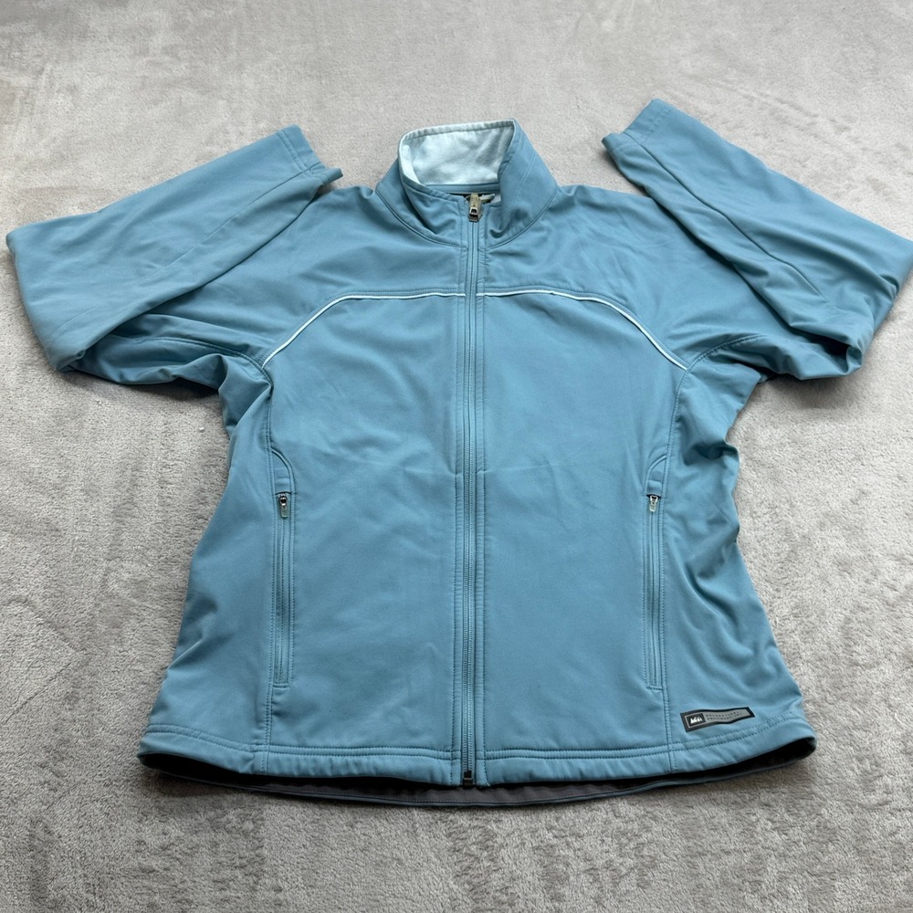 REI Softshell Jacket Womens M Blue Full Zip Fleece Lined Outdoor Activewear